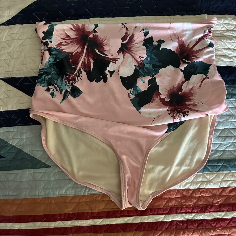 Albion Pink Floral High Waisted Swim Bottoms